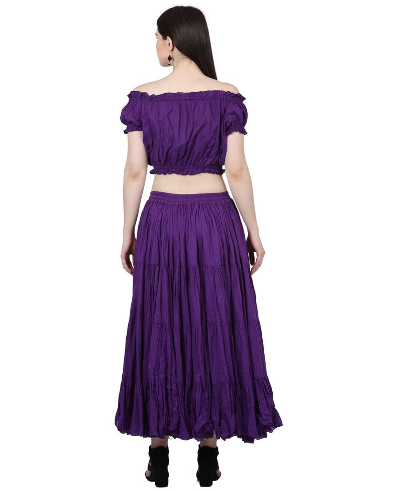 Wevez Women's Gypsy 25 Yard Solid Color Cotton Skirt, One Size, Violet - Image 2